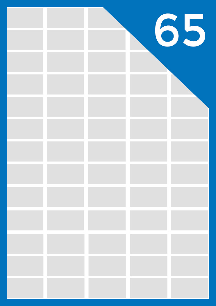 ETIKETE A4 38 x 21,2 mm,65-1, 65 na listu, pakiranje 100 listova