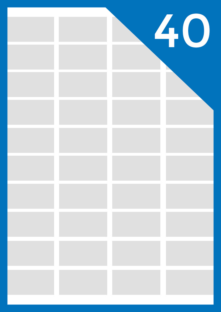 ETIKETE A4 48,5 x 25,4 mm,40-2, 40 na listu, pakiranje 100 listova