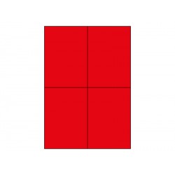 ETIKETE A4 105 x 148,5 mm,4-1, 4 na listu, pakiranje 100 listova-crvene