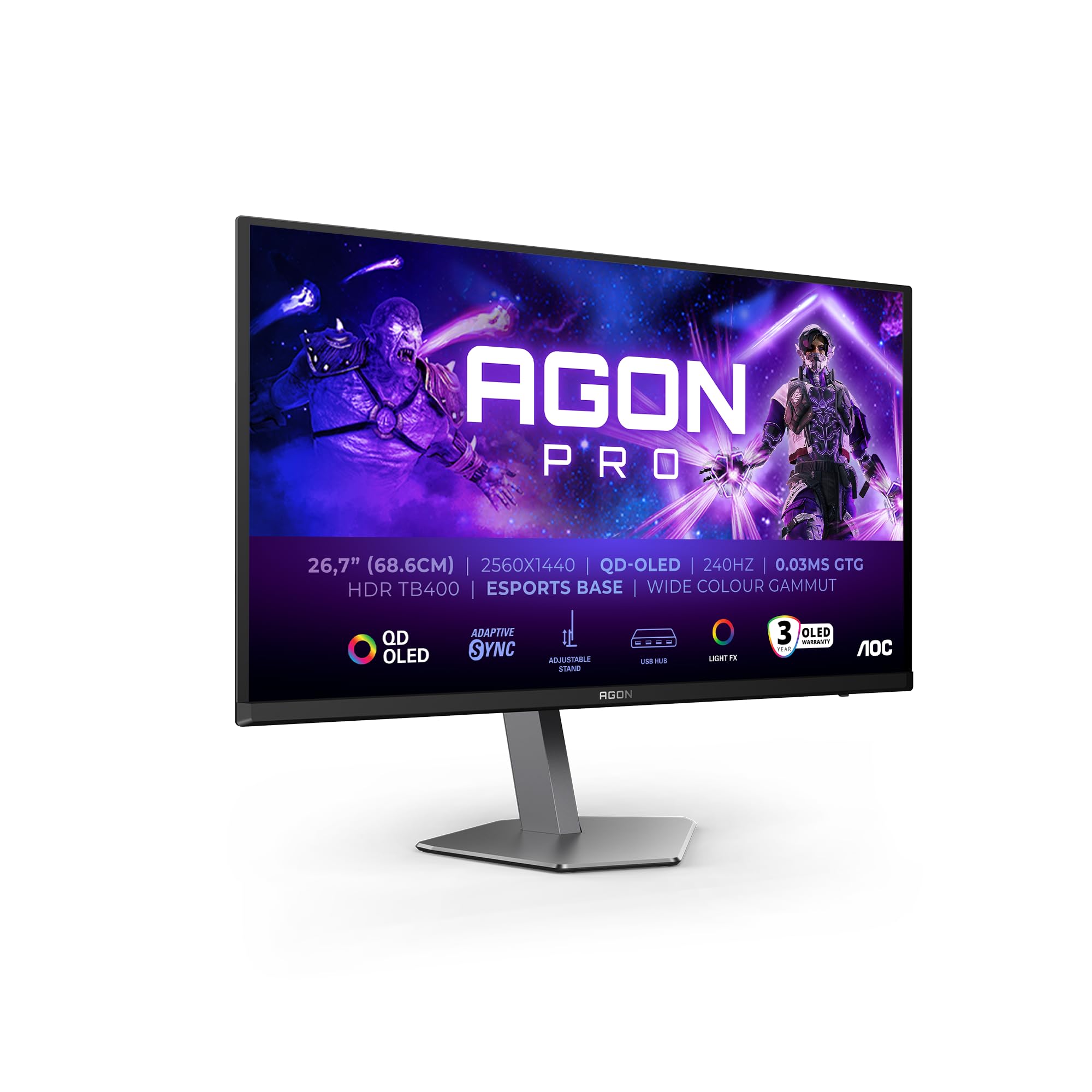 Monitor LED 27" AOC AGON AG276QZD2, QD-OLED, 2xHDMI, 2xDP, 2k, 240