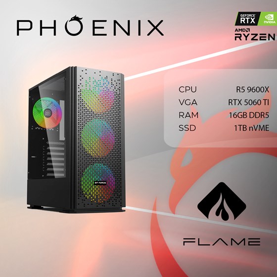 Stolno računalo Fenix 502 AMD Ryzen 5 9600X,16GB DDR5,RTX 5060 TI 16GB,600W 80+